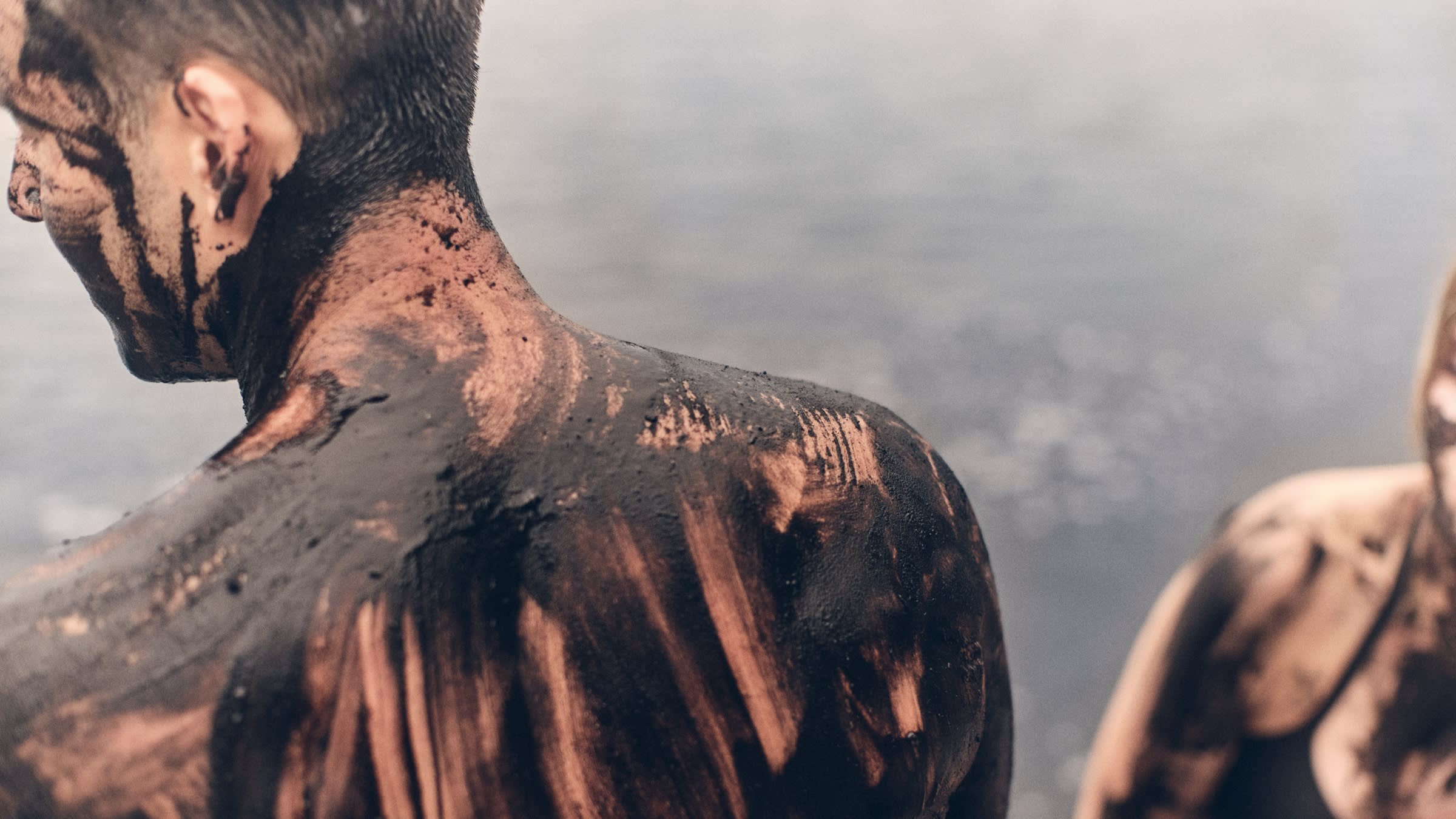 Bathers enjoying mud therapy wraps at Lake Héviz near Budapest